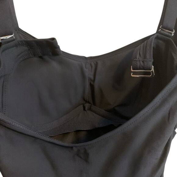 NWT ATHLETA Tankini 32 D-DD Square Neck Black Ruched Sides Removable Cups - Picture 6 of 7